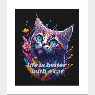 Life is better with a cat splash art Posters and Art